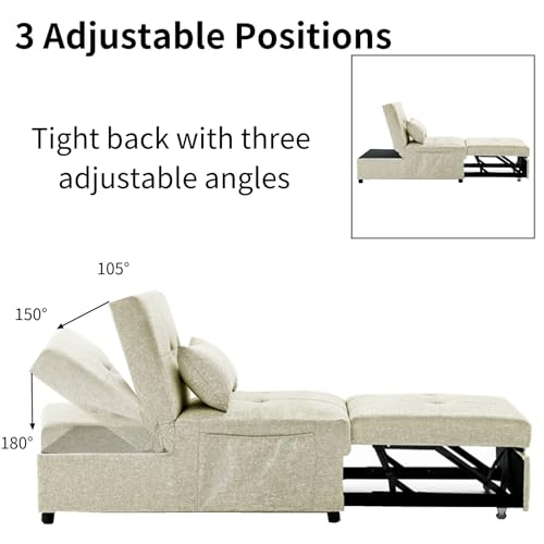 Beige Breathable Fabric Convertible Sleeper Chair Bed Z570839