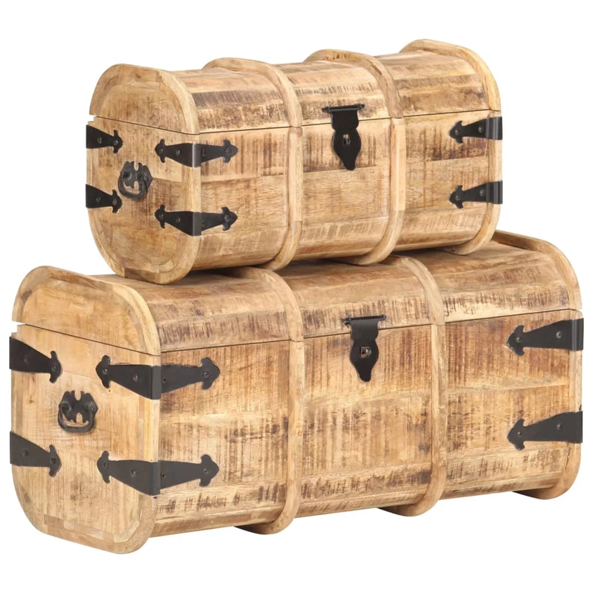 Storage Chests 2 Pieces Solid Mango Wood C8269