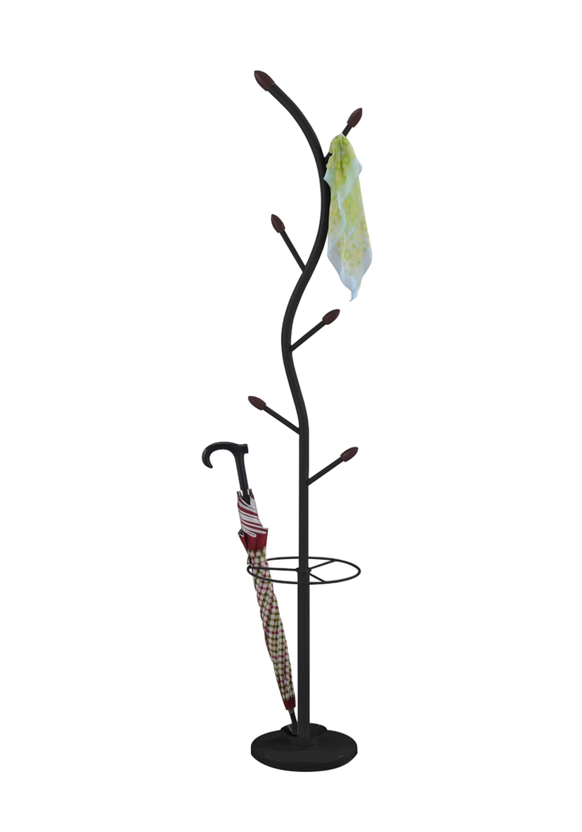 Black Metal Coat & Hat Rack with Umbrella Holder E535