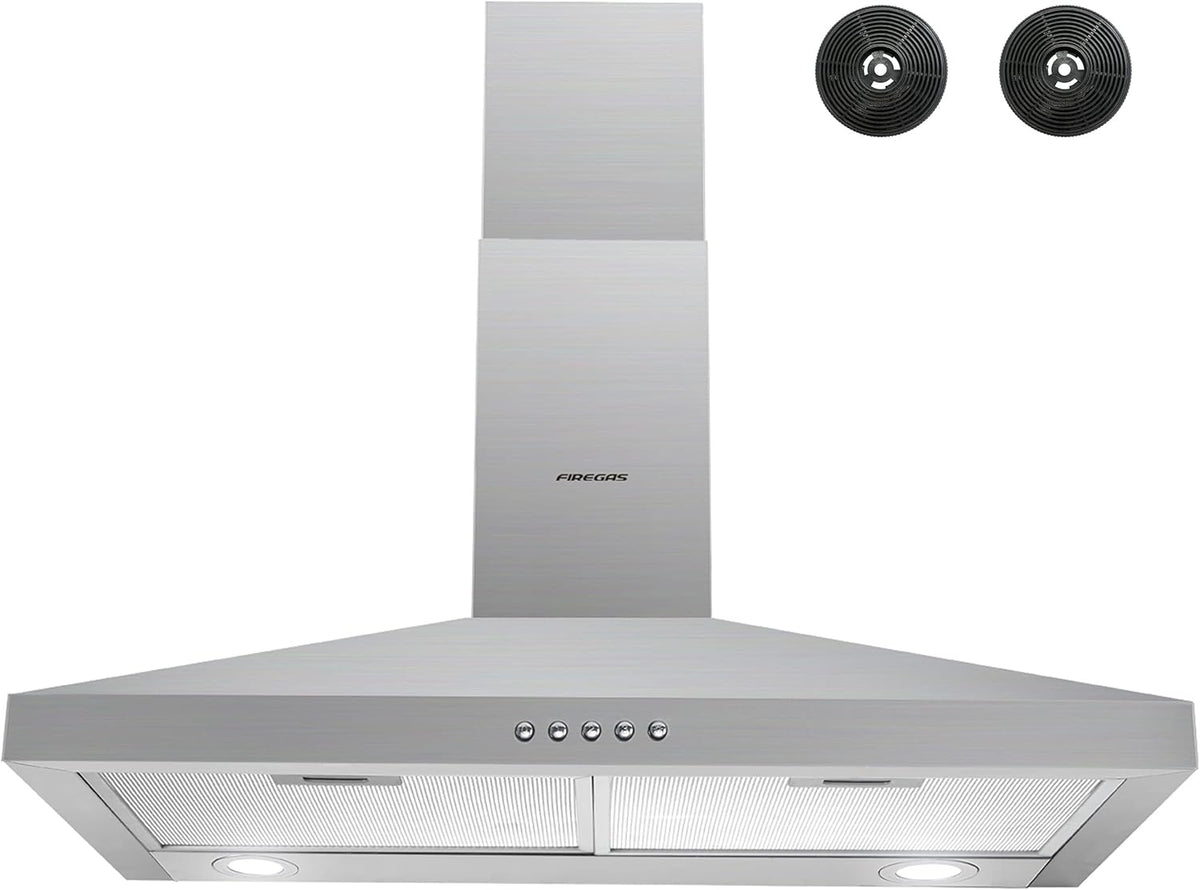 Stainless Steel Wall Mount Range Hood with 3 Speed Exhaust Fan and Aluminum Mesh Filters T217460