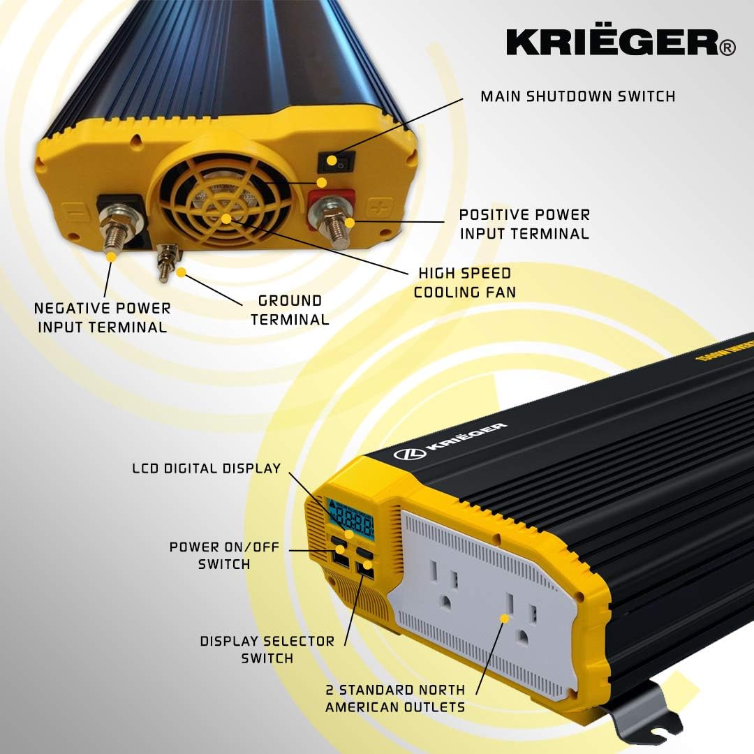 1500 Watts Power Inverter 12V to 110V Modified Sine Wave Car Inverter D7955