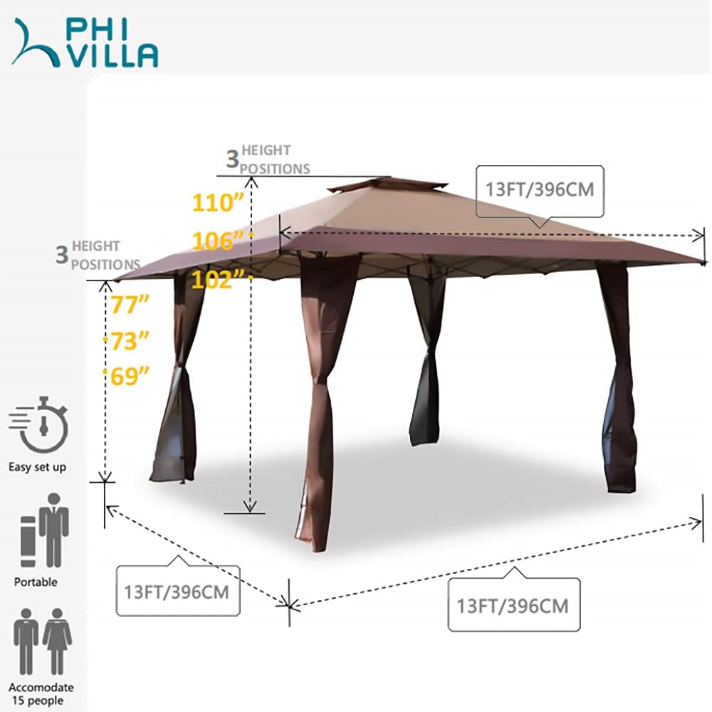 13'x13' UV Block Gazebo Canopy with Hardware Kits X332848
