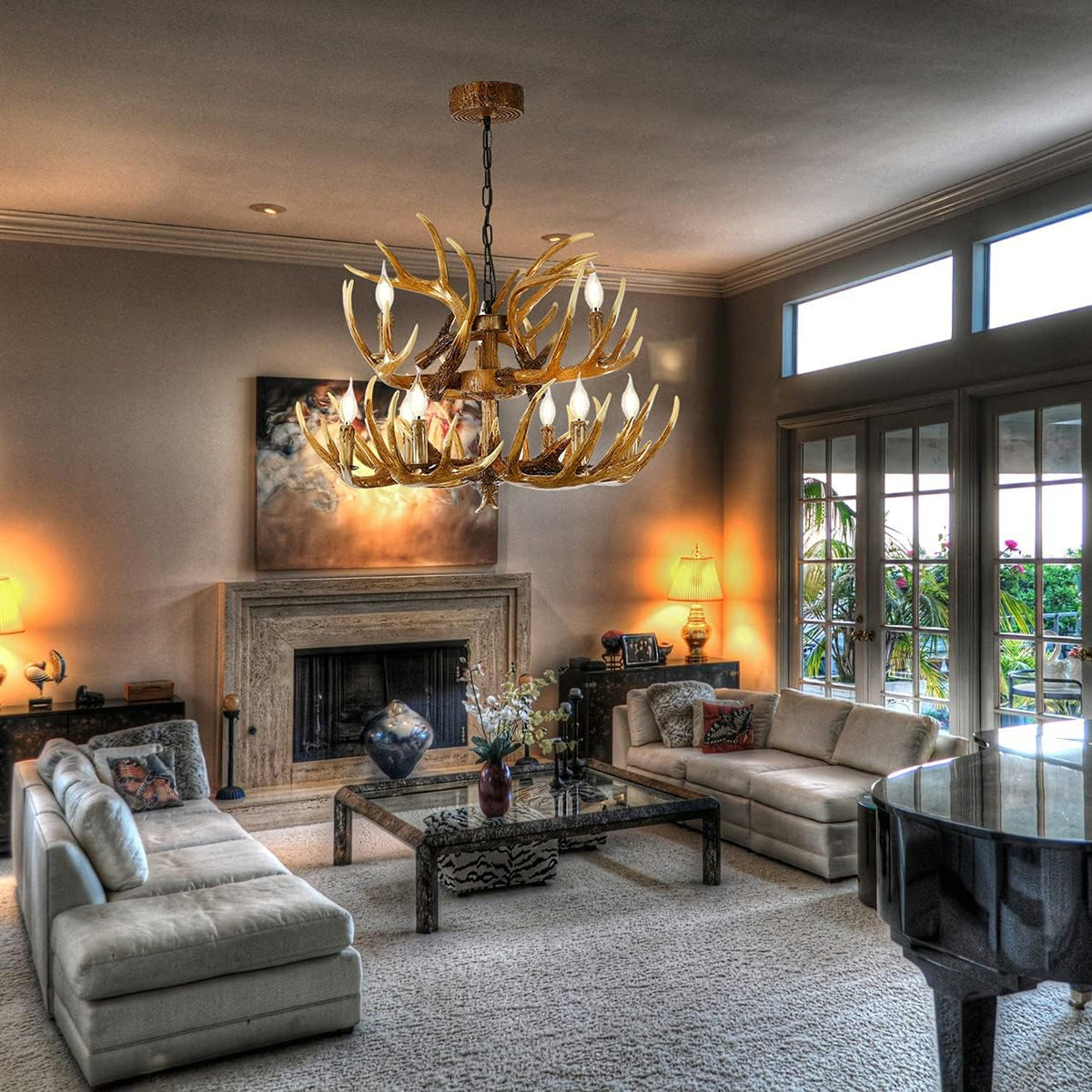 Antler Chandelier 9 Lights E12 Base G97158