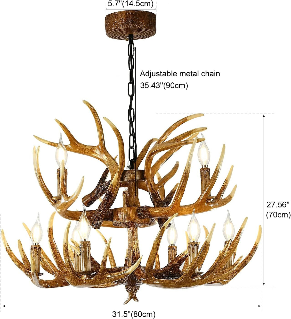 Antler Chandelier 9 Lights E12 Base G97158