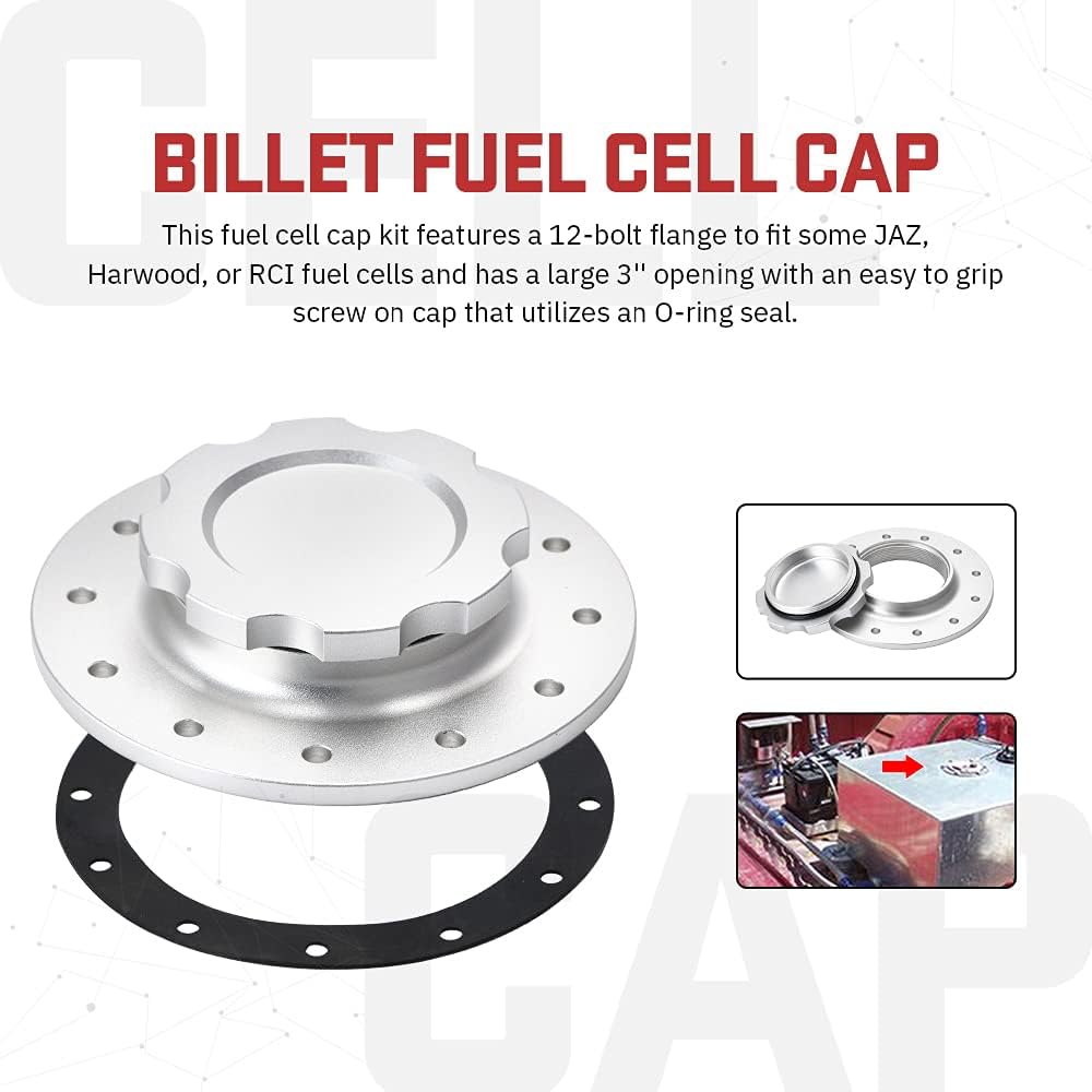 Billet Aluminum Fuel Cell Gas Cap with 12 Hole Bung and Gasket X6805