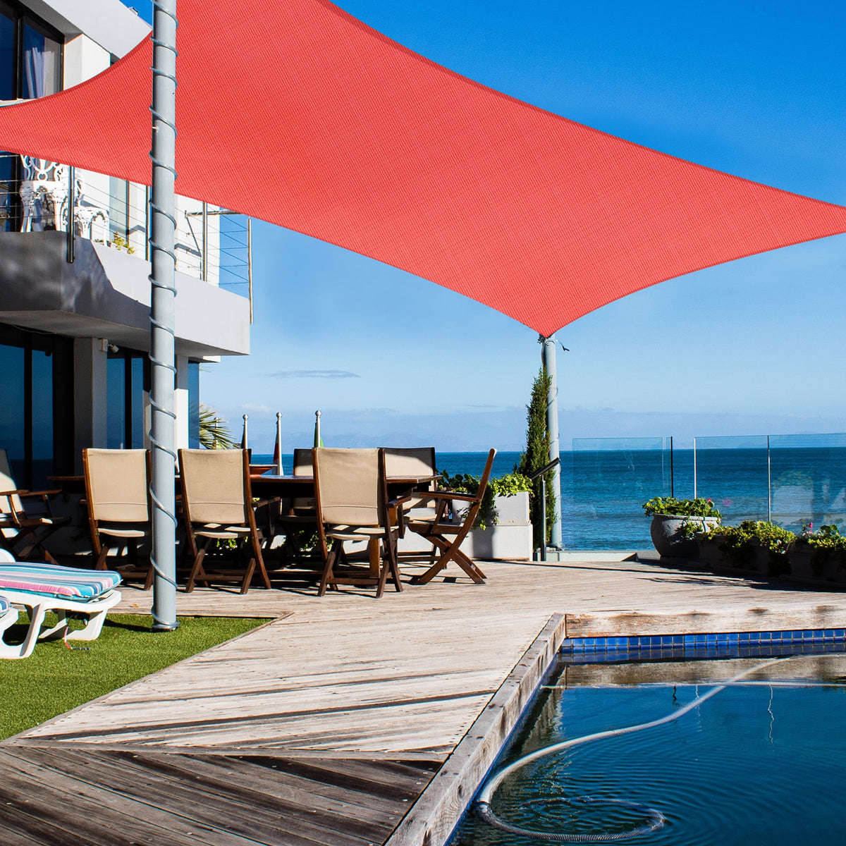 19x13Ft 97% UV Block Rectangle Sun Shade Sail Watermelon Red J900686