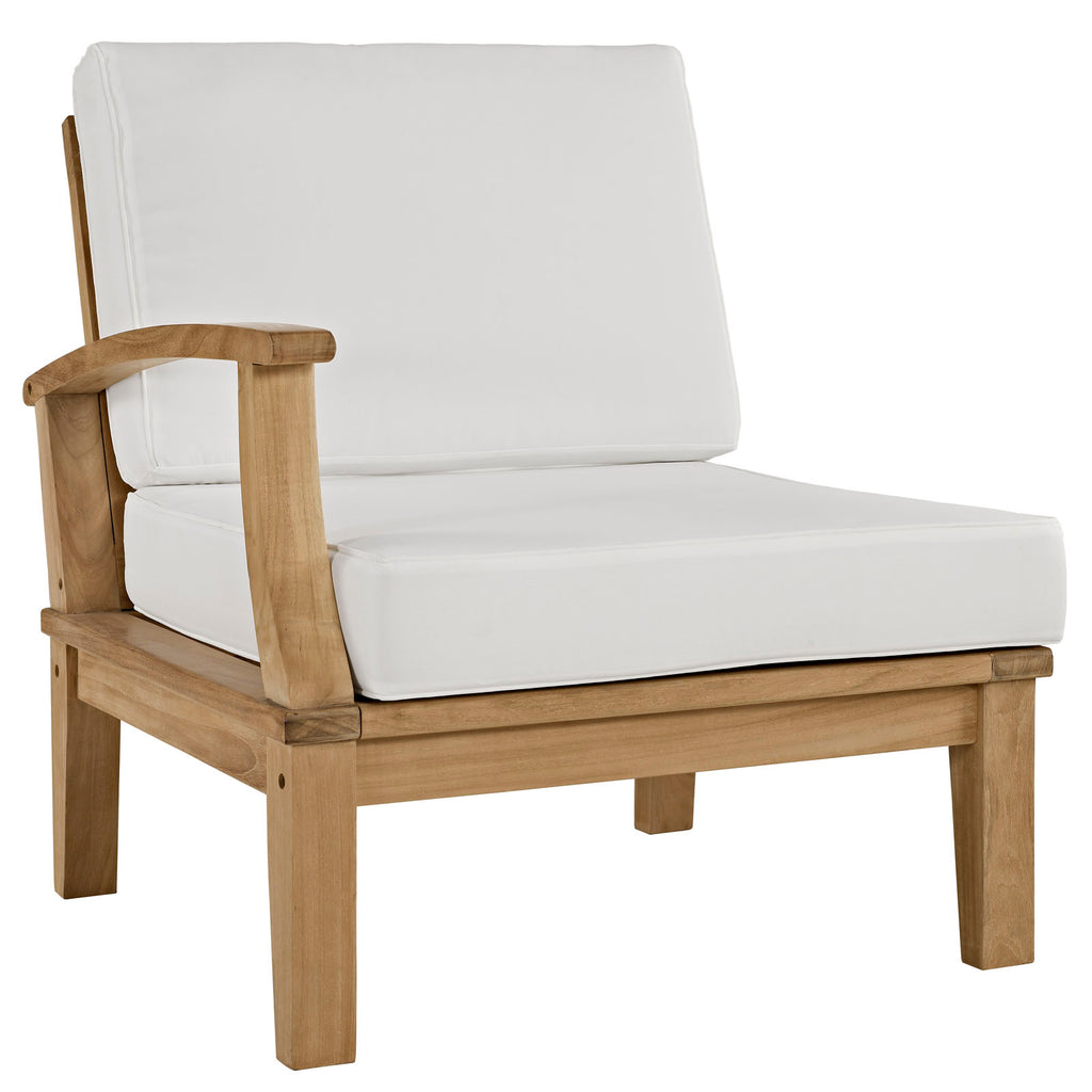 White Wood Left-Arm Patio Sofa Q932492