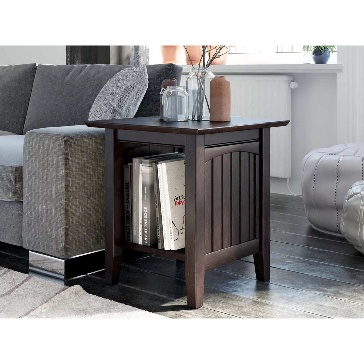 Solid Hardwood End Table Set of 2 Black Espresso N770864
