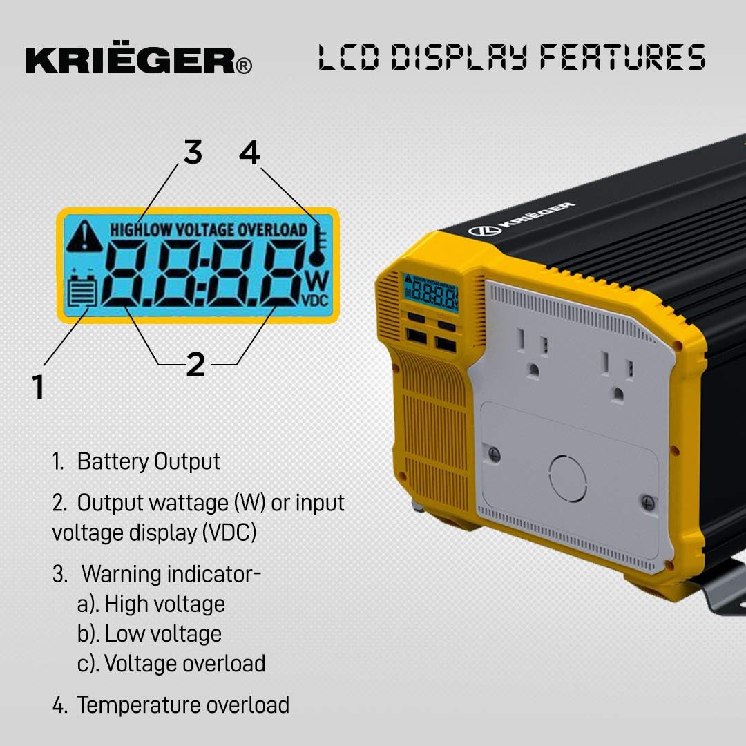 1500 Watts Power Inverter 12V to 110V Modified Sine Wave Car Inverter D7955