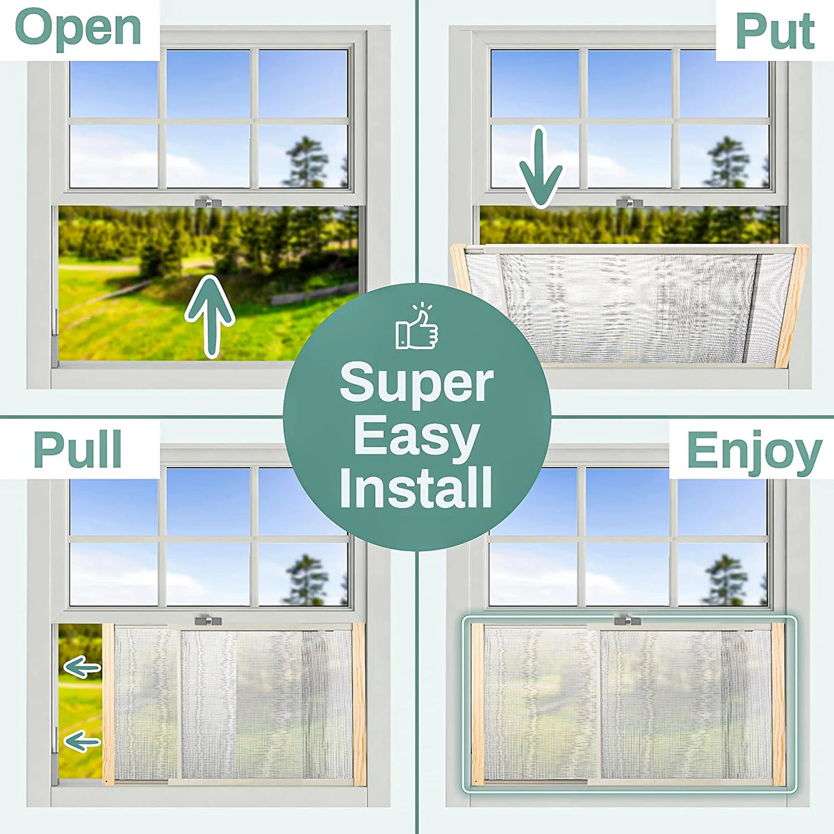 2-Pack Adjustable Horizontal Window Screen 21-37 inches Wide, 18 Inch High N2823