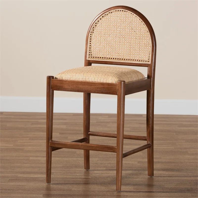 Natural Rattan and Acacia Wood Counter Stool L58603