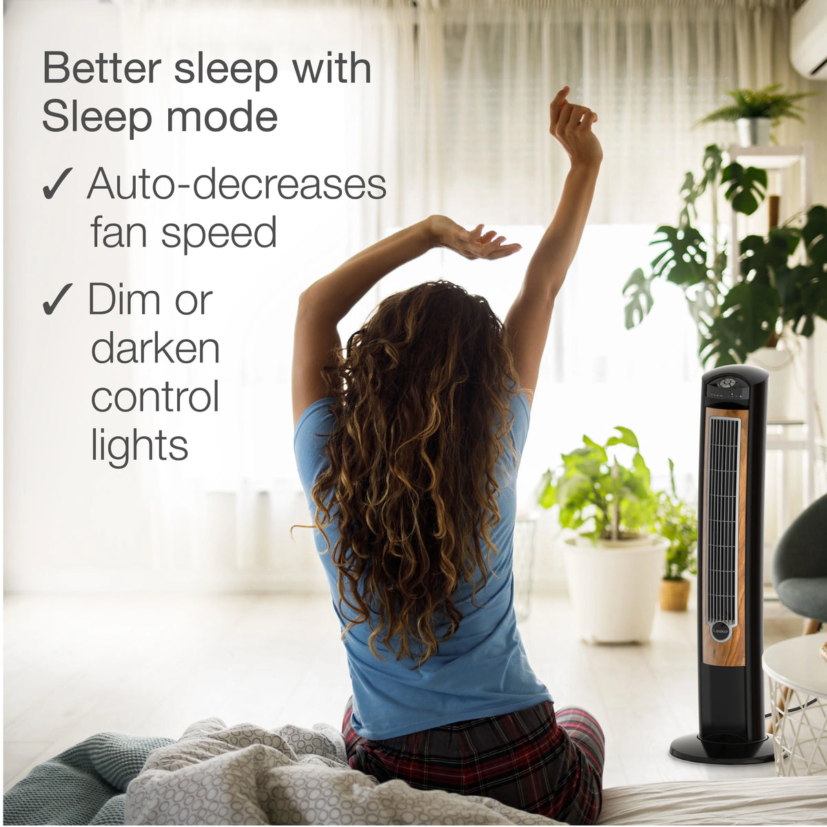 Black Brown Tower Fan with Remote Control R319981