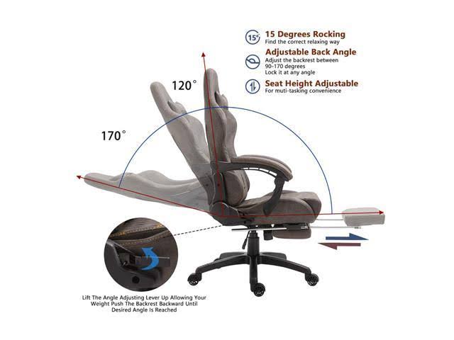 Vintage Style PU Leather High Back Gaming Chair with Massage Lumbar Support F193