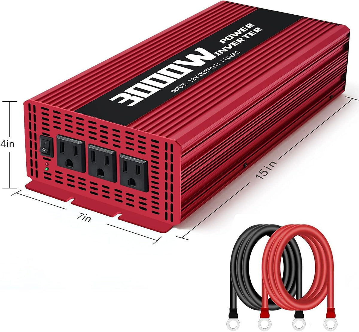 3000W Power Inverter DC 12V to AC 110V Modified Sine Wave Converter P836864
