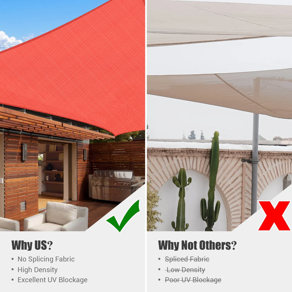 19x13Ft 97% UV Block Rectangle Sun Shade Sail Watermelon Red J900686