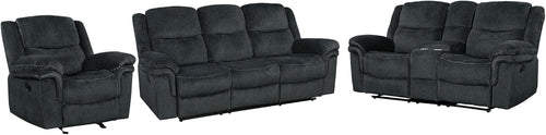 3-Piece Velvet Recliner Sofa Set with Cup Holders E429