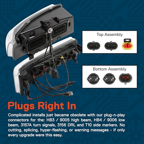 LED Headlight Assembly Replacement with Amber Sequential Turn Signal Projector L549