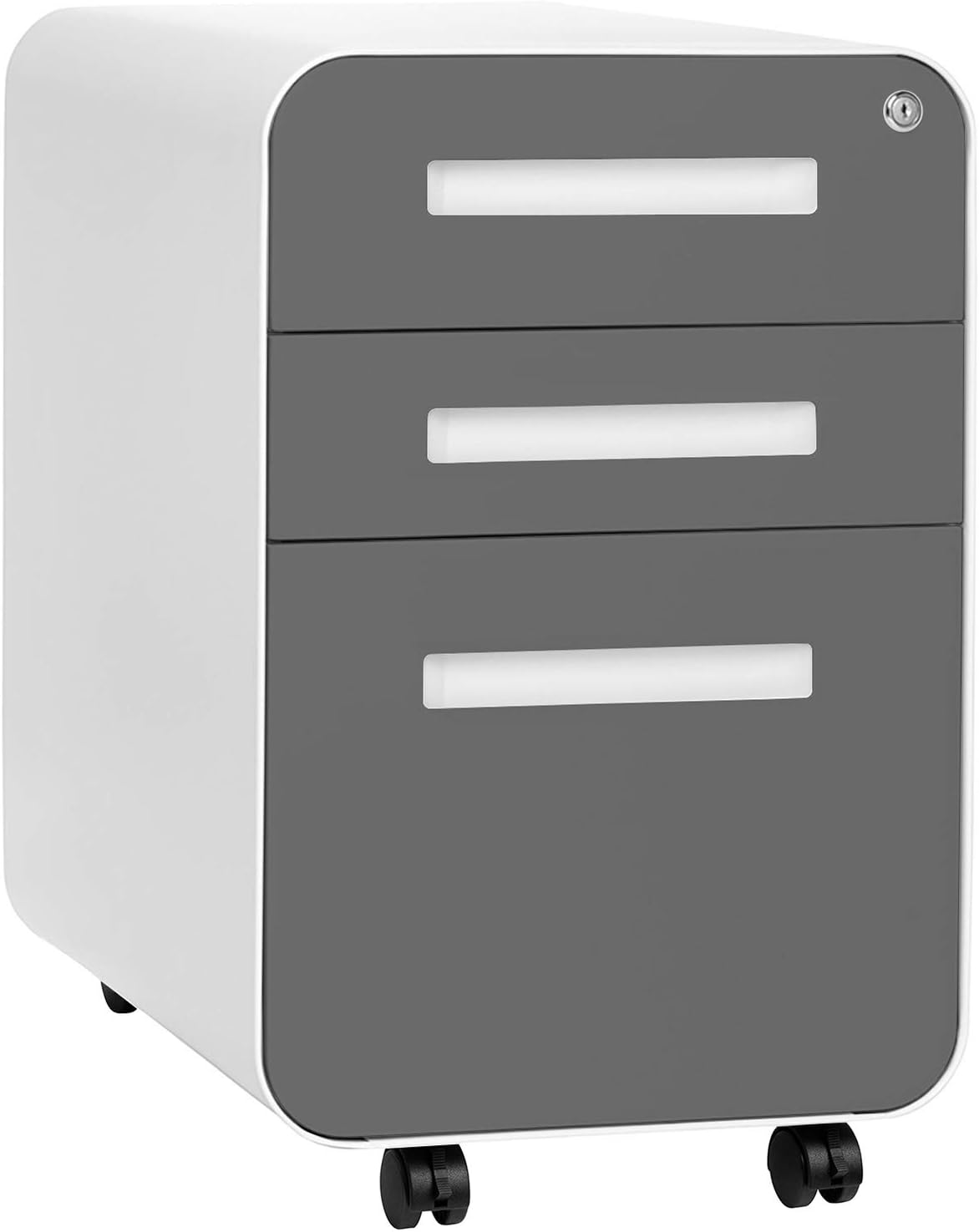3-Drawer Mobile File Cabinet Orange Faceplate I9747