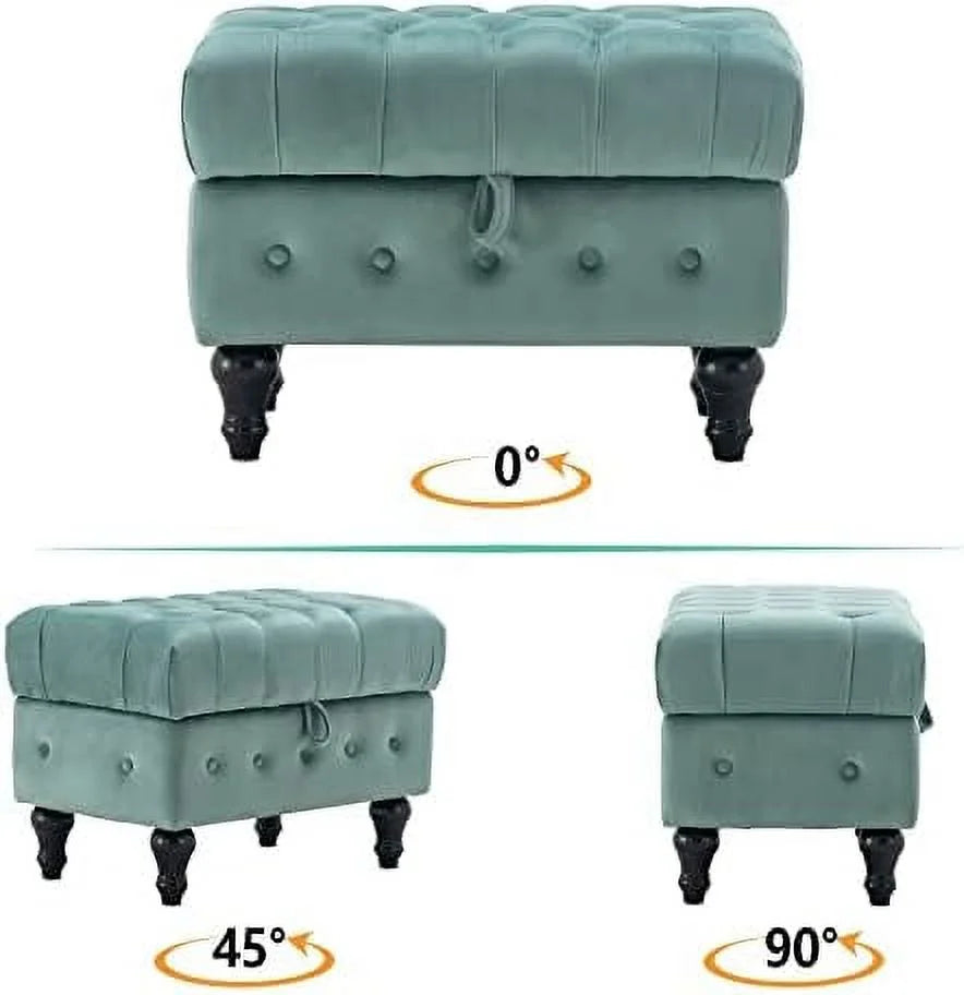 Rectangular Velvet Tufted Ottoman L65052