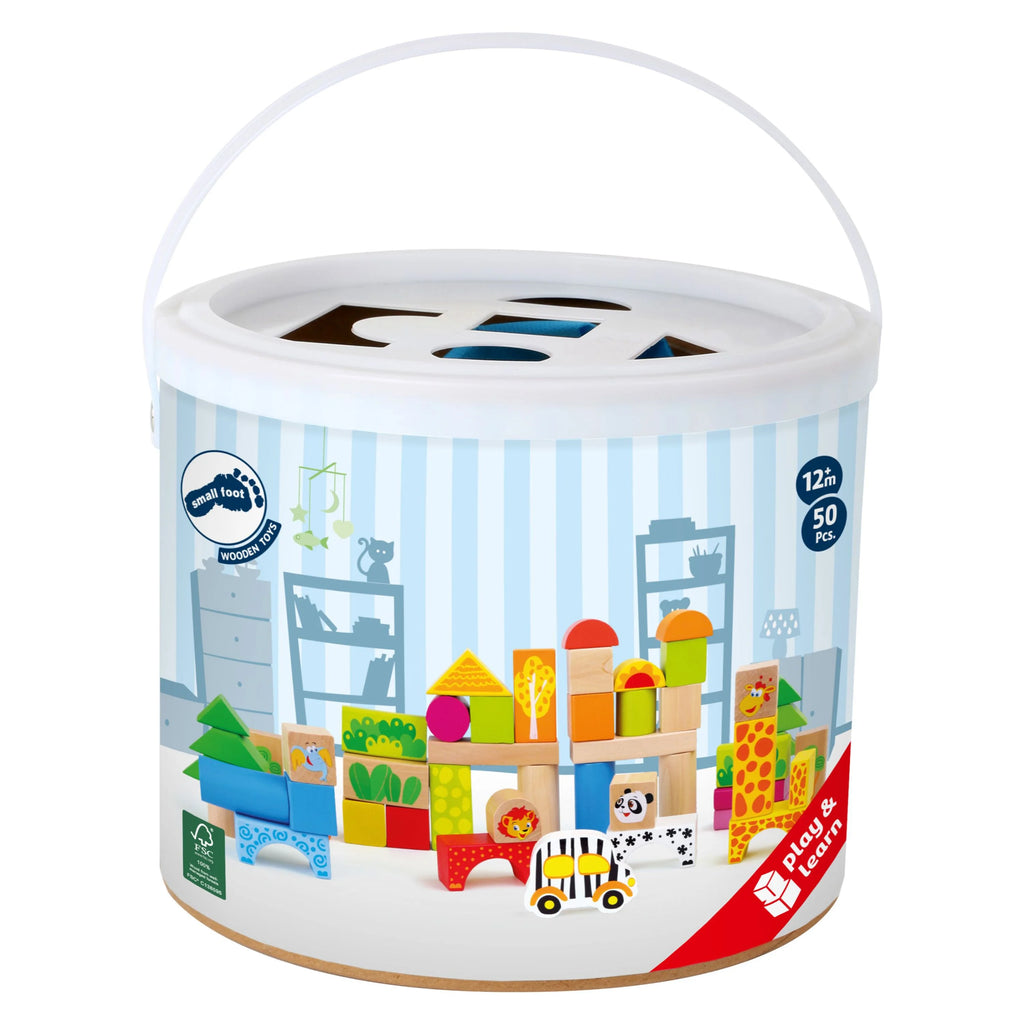 50 Piece Wooden Blocks Zoo Theme Playset Y44549