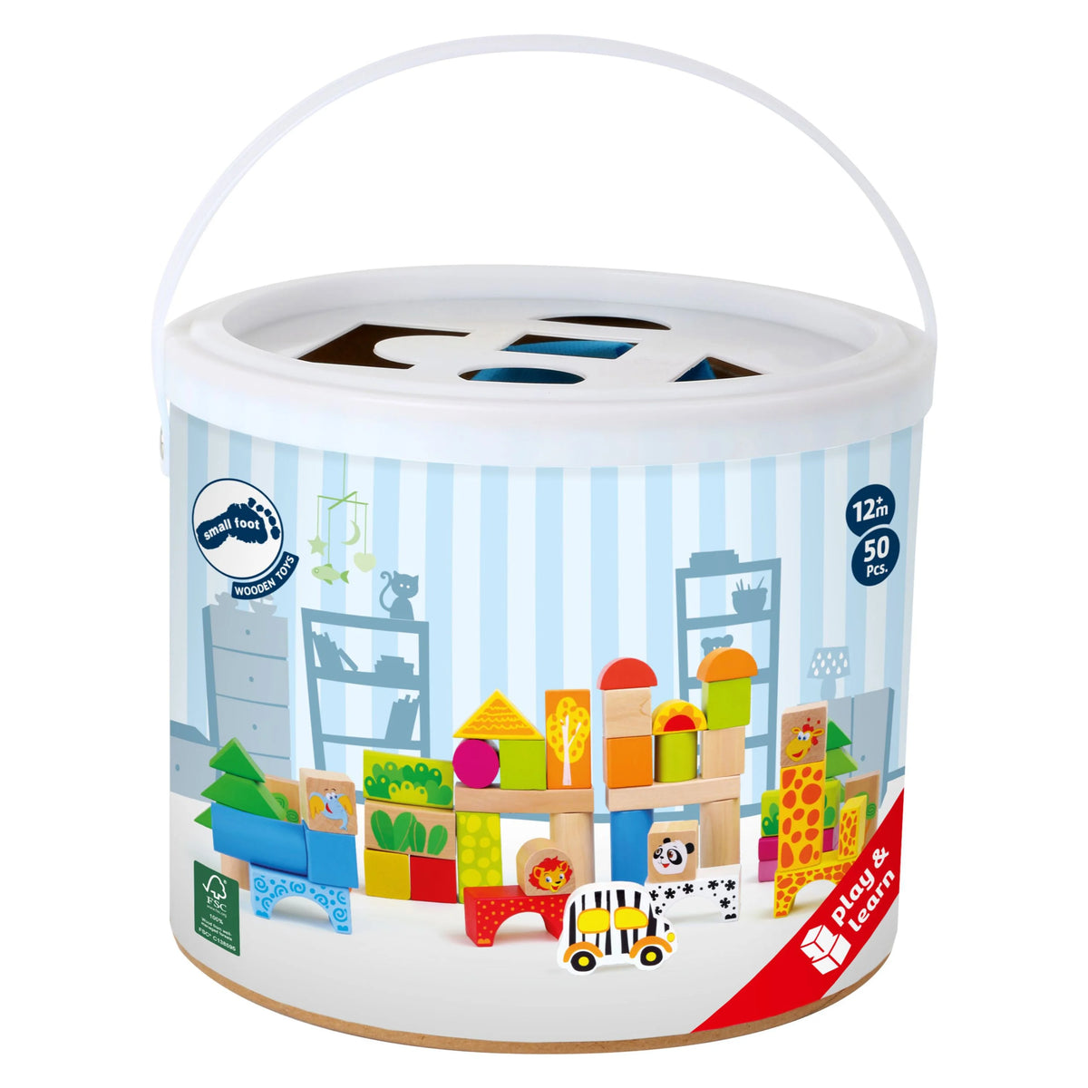 50 Piece Wooden Blocks Zoo Theme Playset Y44549