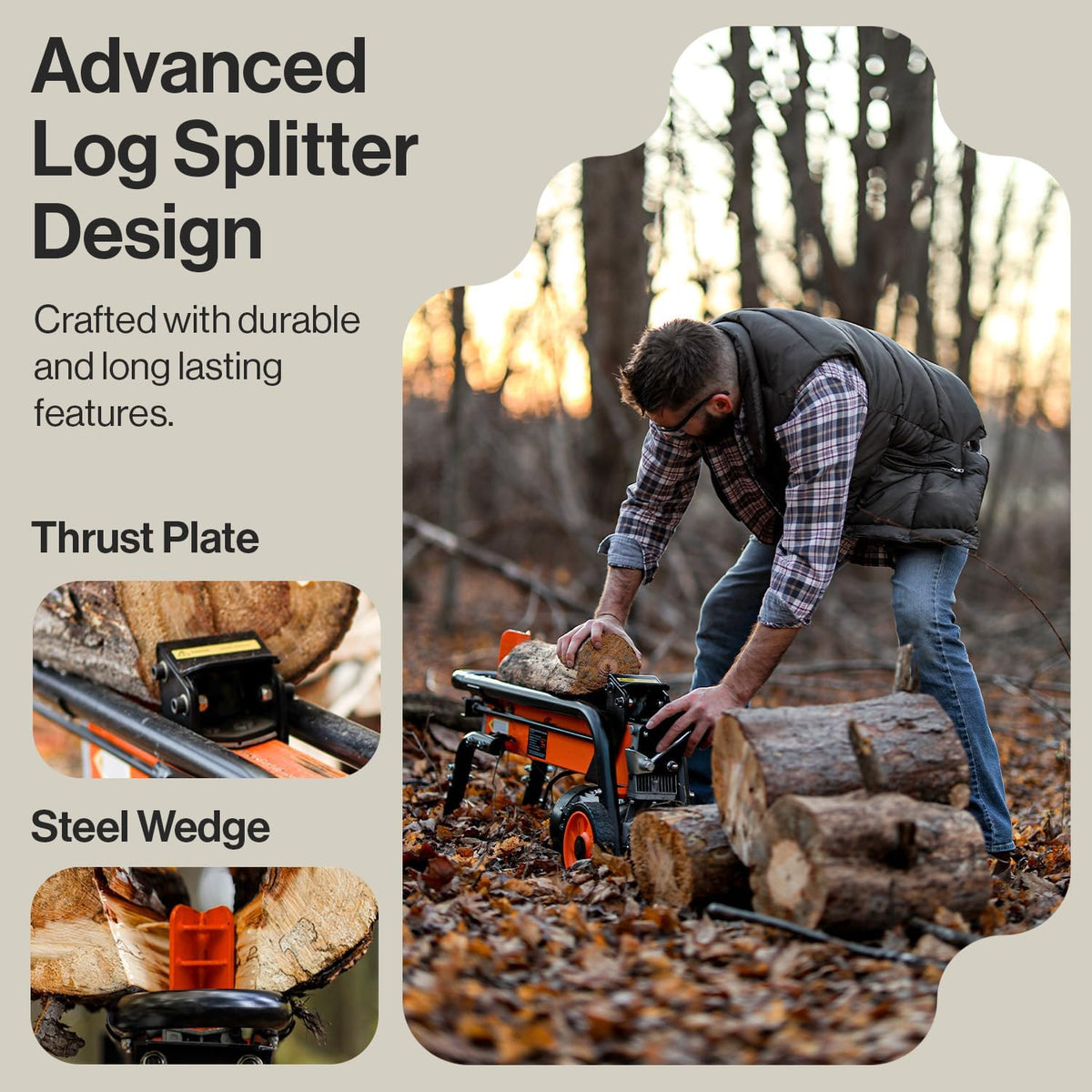 Electric Portable 6 Ton Log Splitter with Steel Wedge W8240