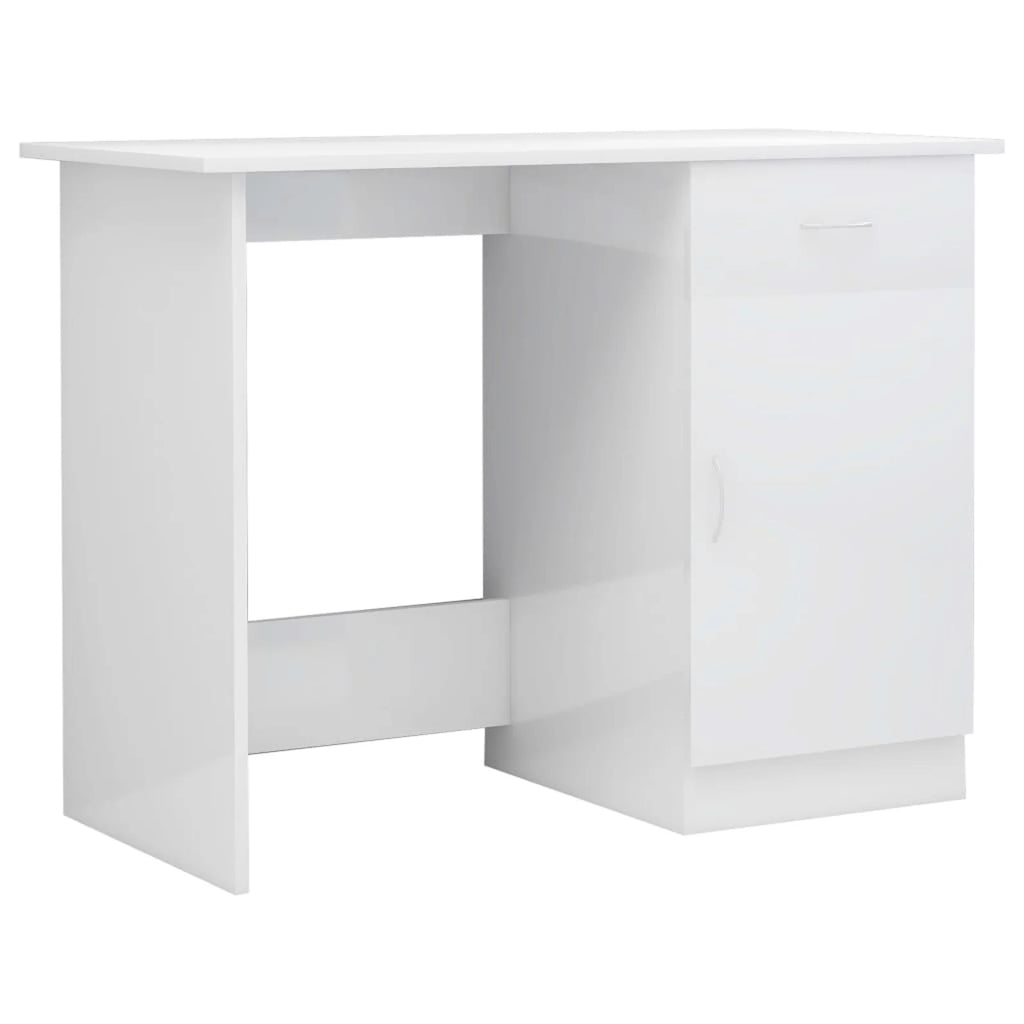 High Gloss White Engineered Wood Desk V4086