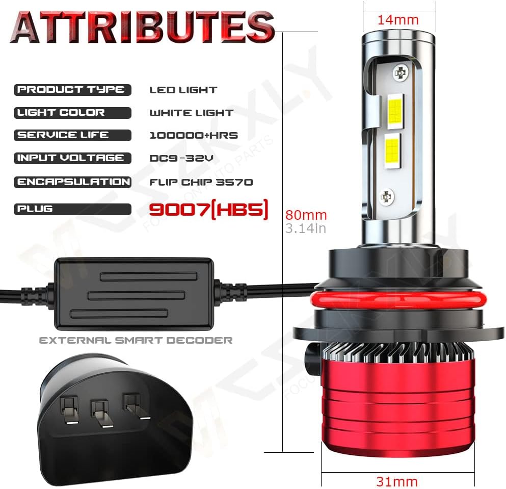 9007 HB5 LED Headlight Bulb Conversion Kit, Dual Beam, 6500K Cool White, 2-Pack U898529