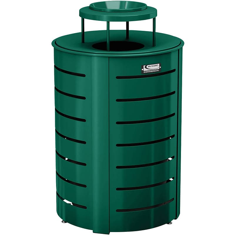Green Metal Trash Can with Metal Lid B4444