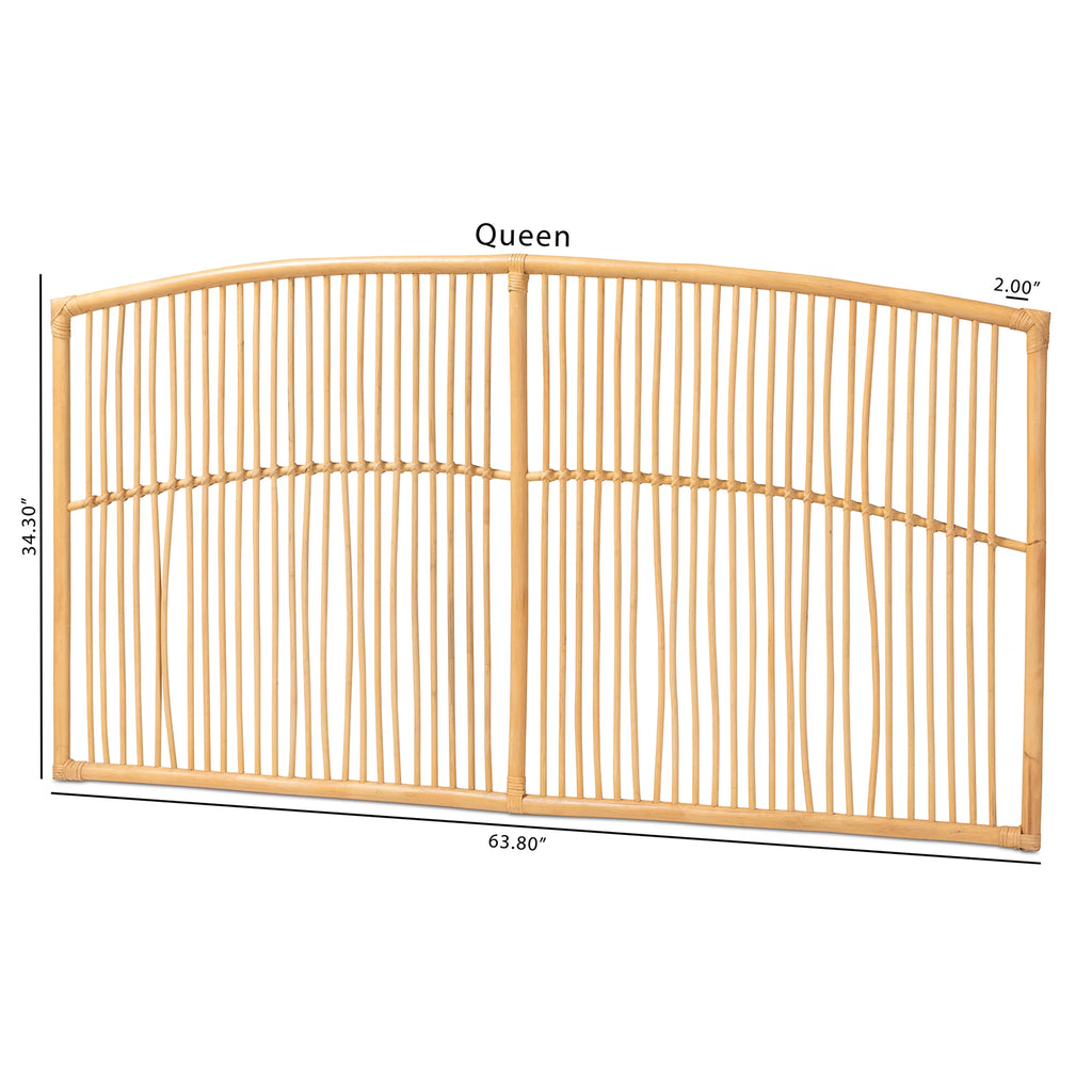 Natural Brown Rattan Queen Size Wall-Mount Headboard X1163