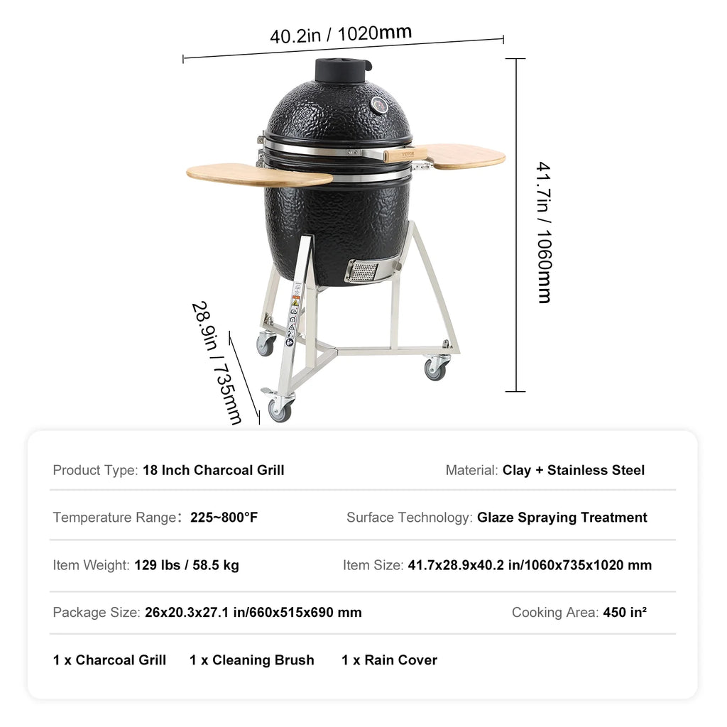 18" Ceramic Barbecue Grill Smoker F565727