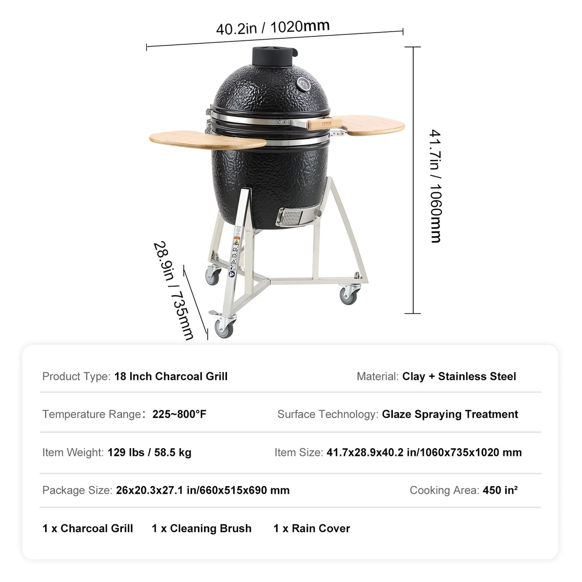 18" Ceramic Barbecue Grill Smoker F565727