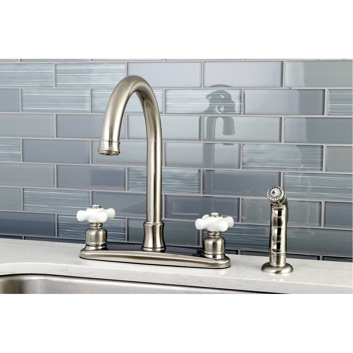 8-Inch Centerset Kitchen Faucet with Sprayer, Polished Chrome P3576