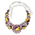 Ametrine Rubylite Faceted Gemstone Silver Necklace 18-20'' A21173