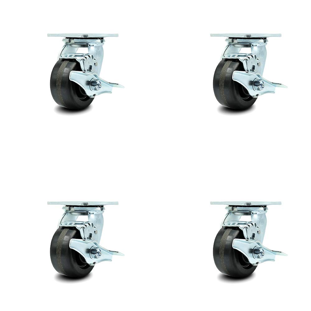 Set of 4 Heavy Duty Replacement Casters with Brakes F3593