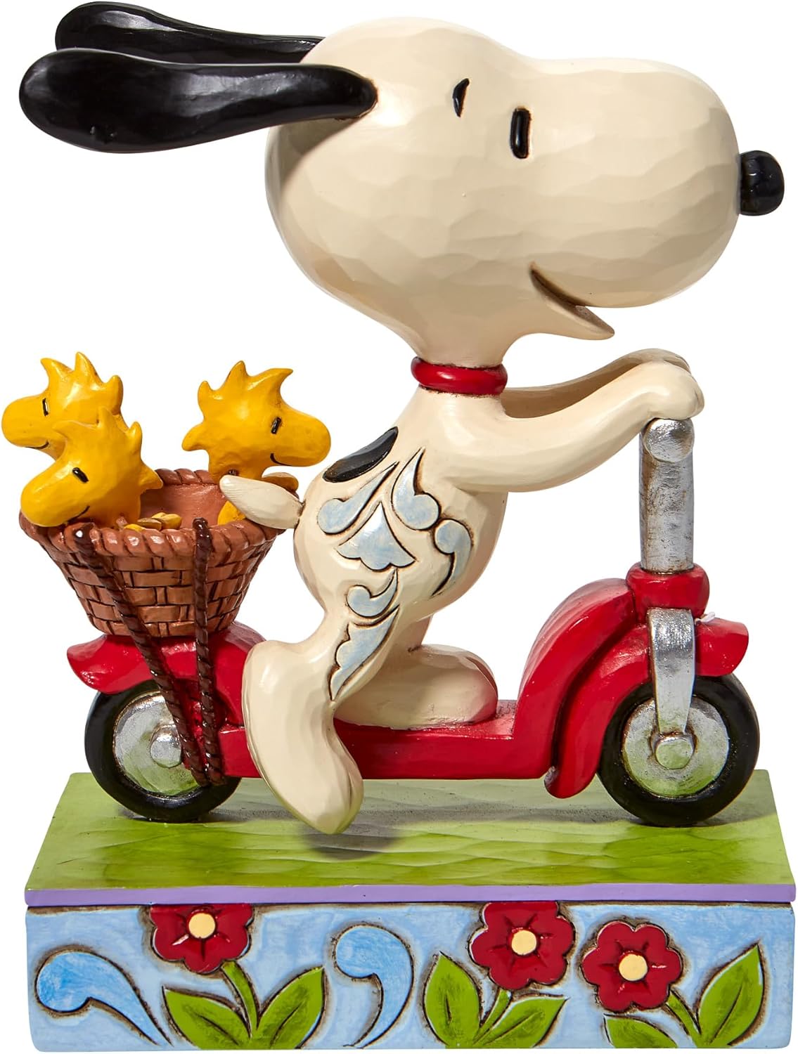 6.5 Inch Multicolor Snoopy and Woodstock Riding a Scooter Figurine T857196