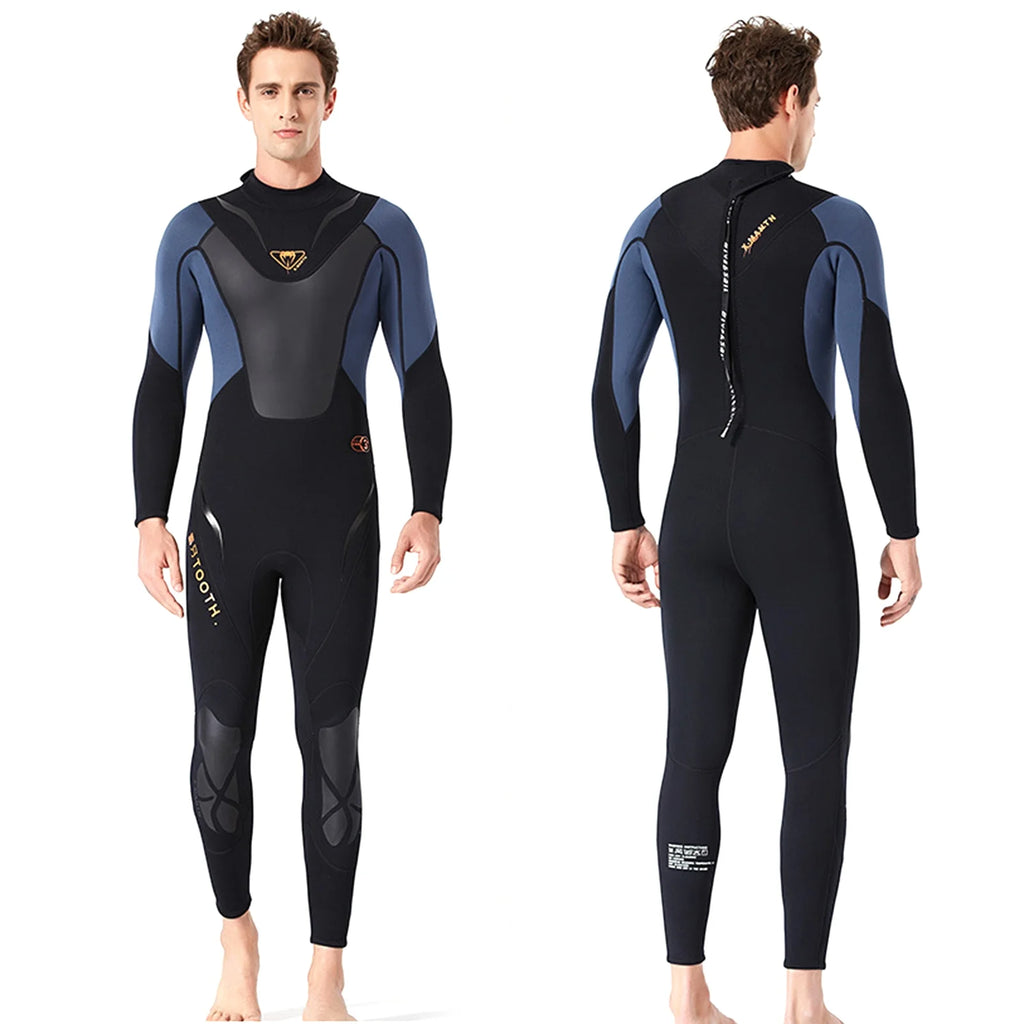 Men 3mm Neoprene Full-body Wetsuit with Back Zipper G48772