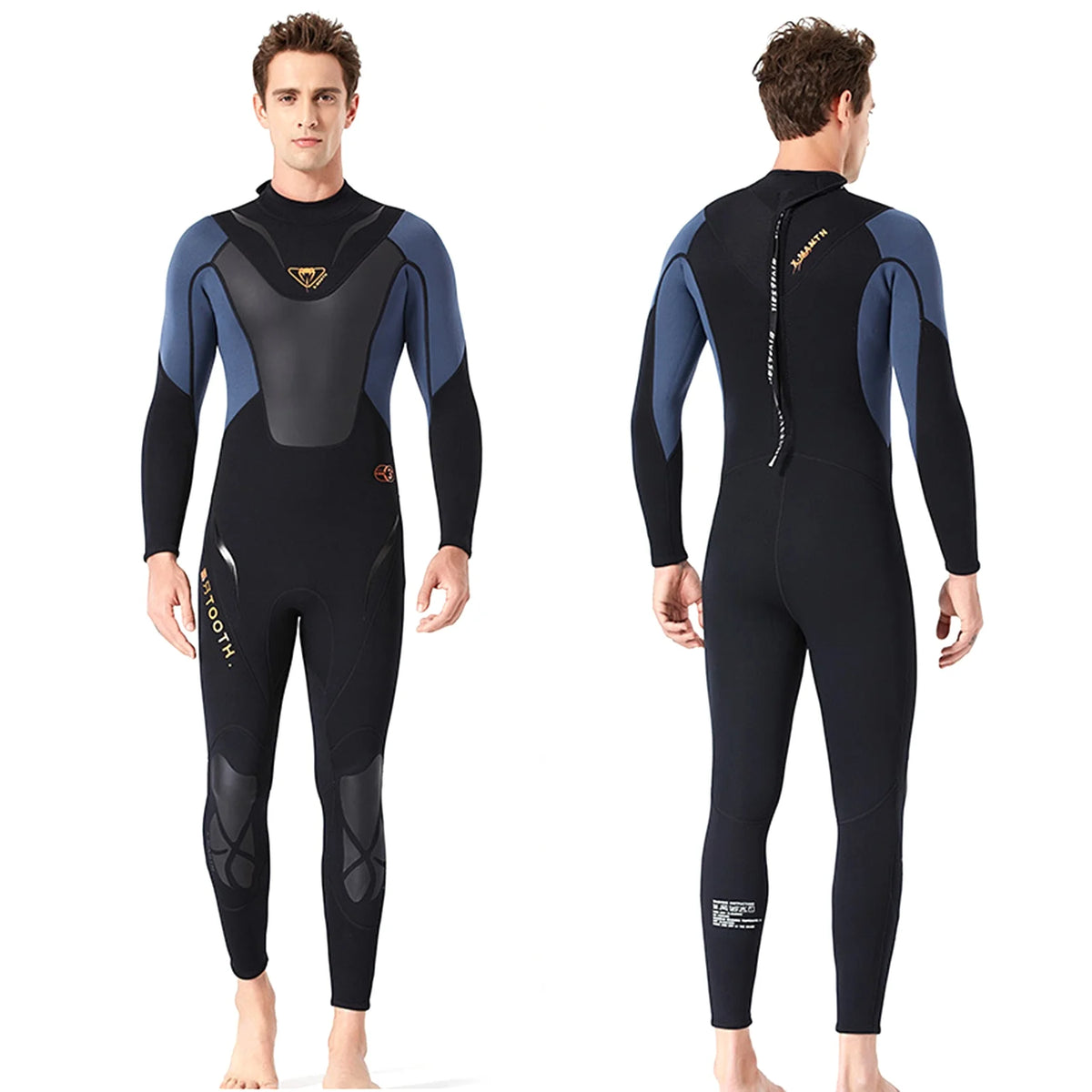 Men 3mm Neoprene Full-body Wetsuit with Back Zipper G48772