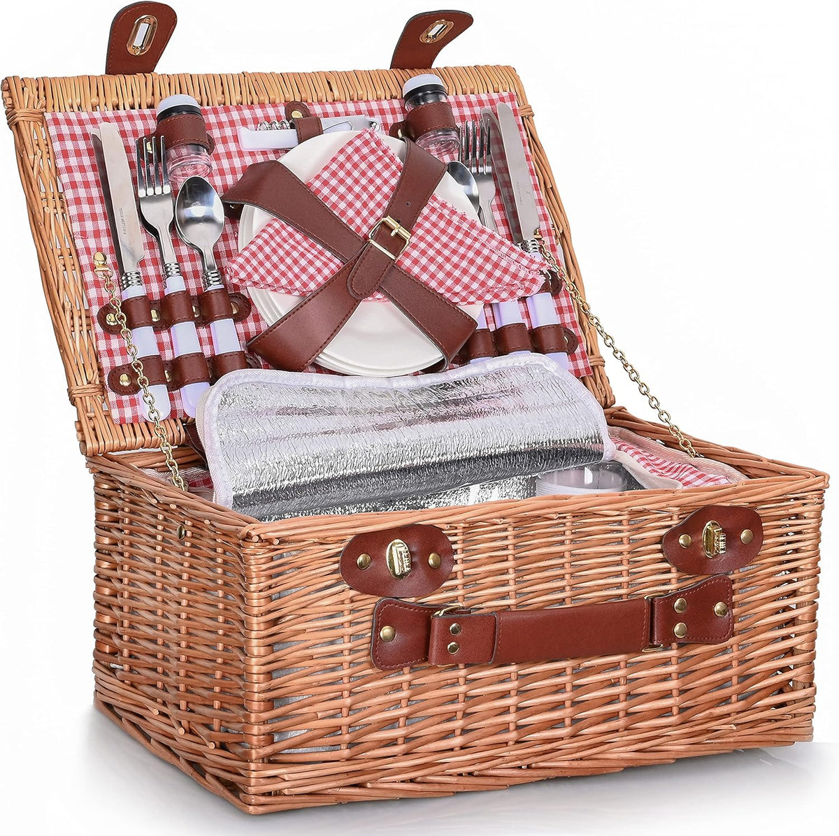 Wicker Picnic Basket for 4 with Insulated Liner Z737404