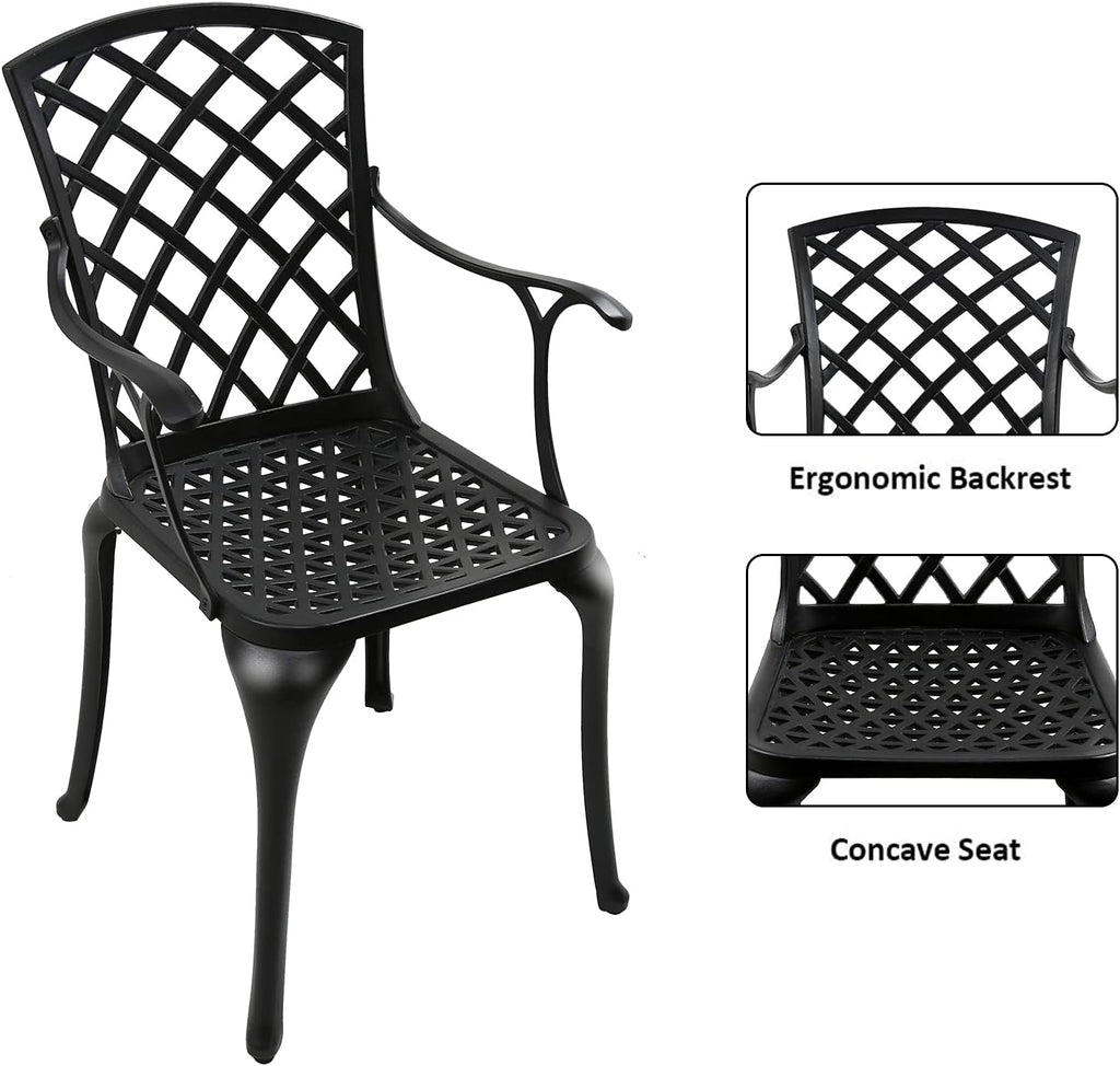 Black Cast Aluminum Outdoor Dining Arm Chairs, Set of 4 Q834627