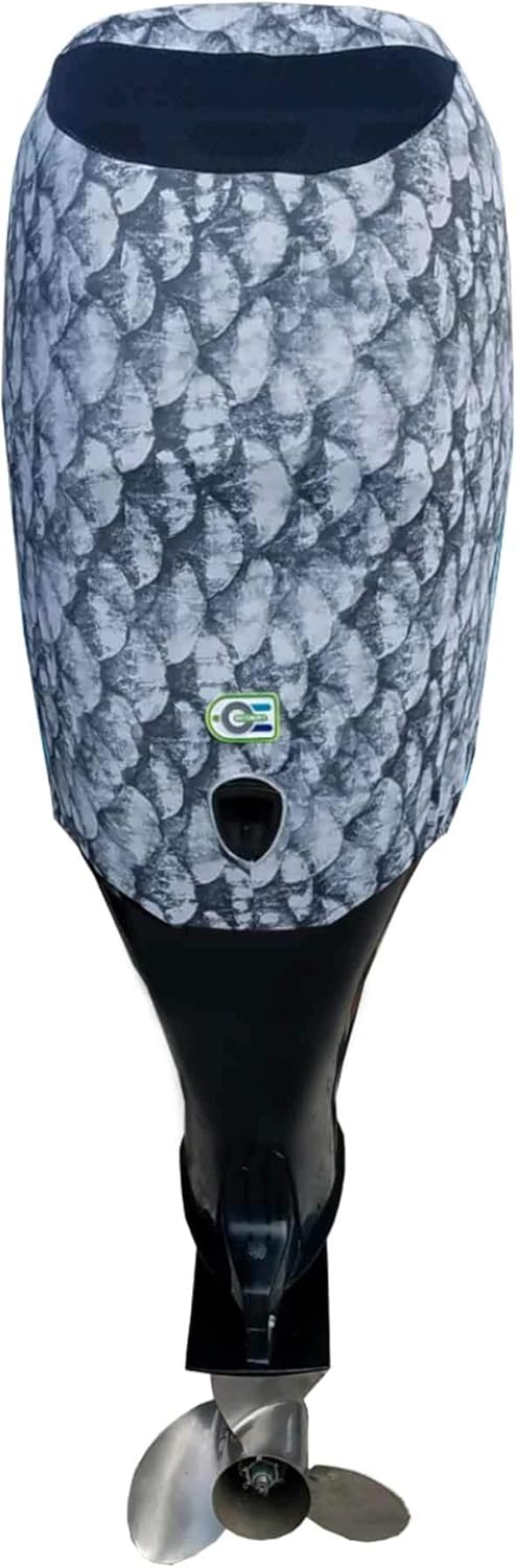 Grey Fish Scales Outboard Motor Cover U779
