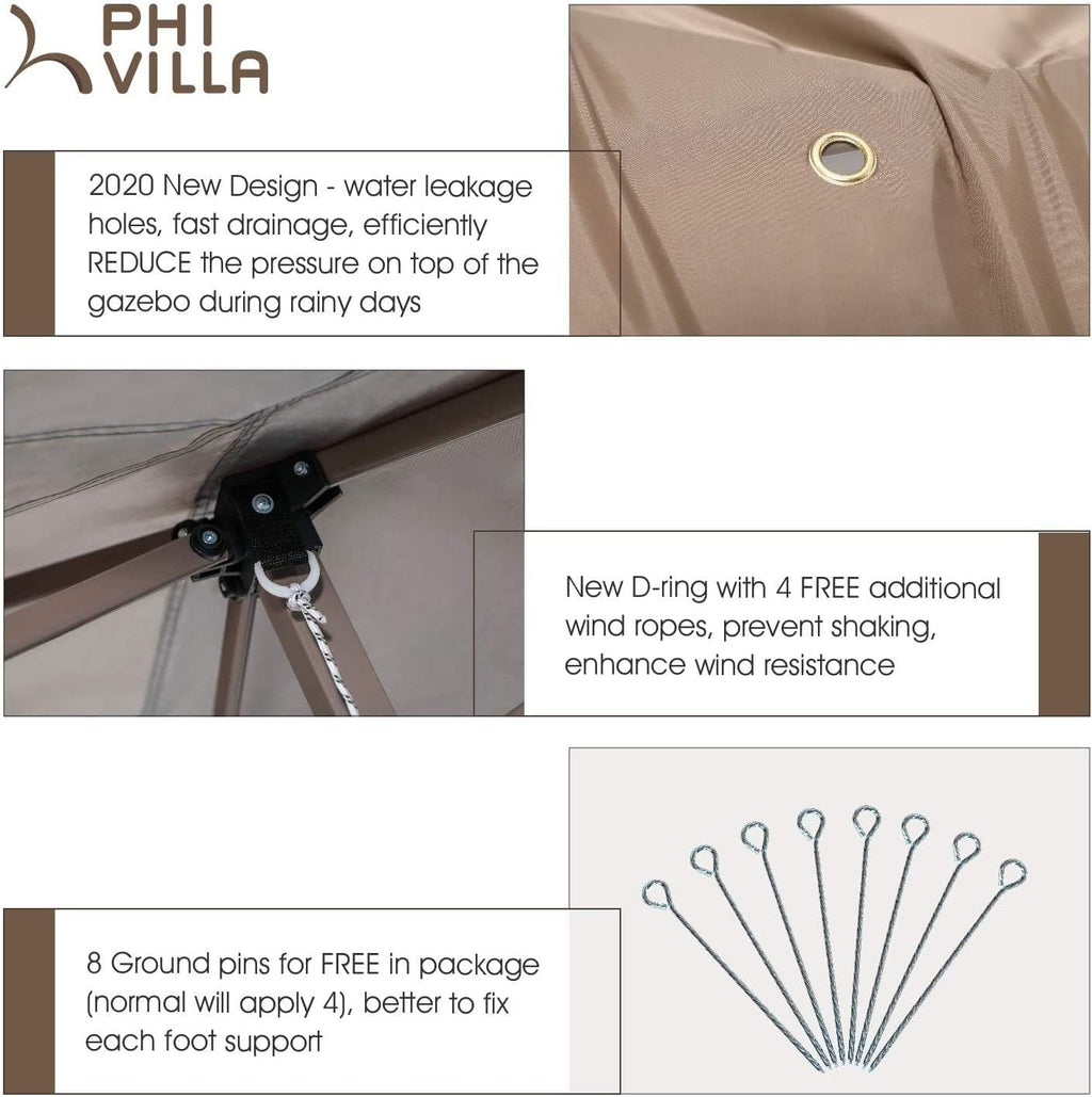 13'x13' UV Block Gazebo Canopy with Hardware Kits X332848
