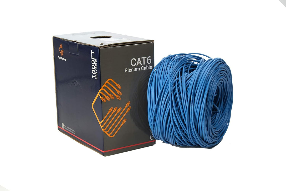 CAT6 Plenum Bulk Ethernet Cable 1000ft 23AWG 4Pair Solid Blue C969927