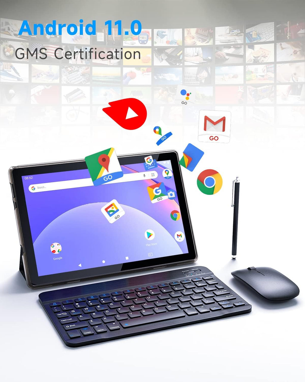 Black 10.1 Inch Android Tablet with Keyboard T859424