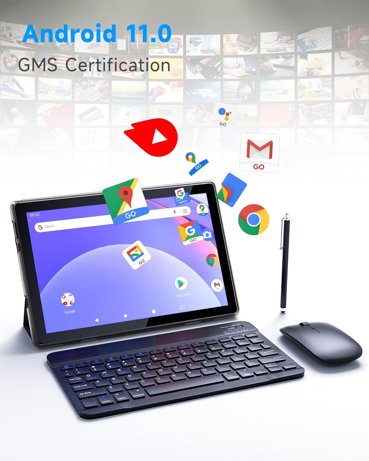 Black 10.1 Inch Android Tablet with Keyboard T859424