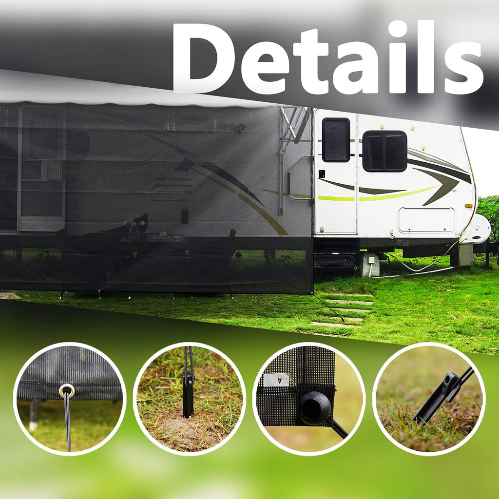 7'x15'2 Black Mesh RV Awning Sun Shade Q8612