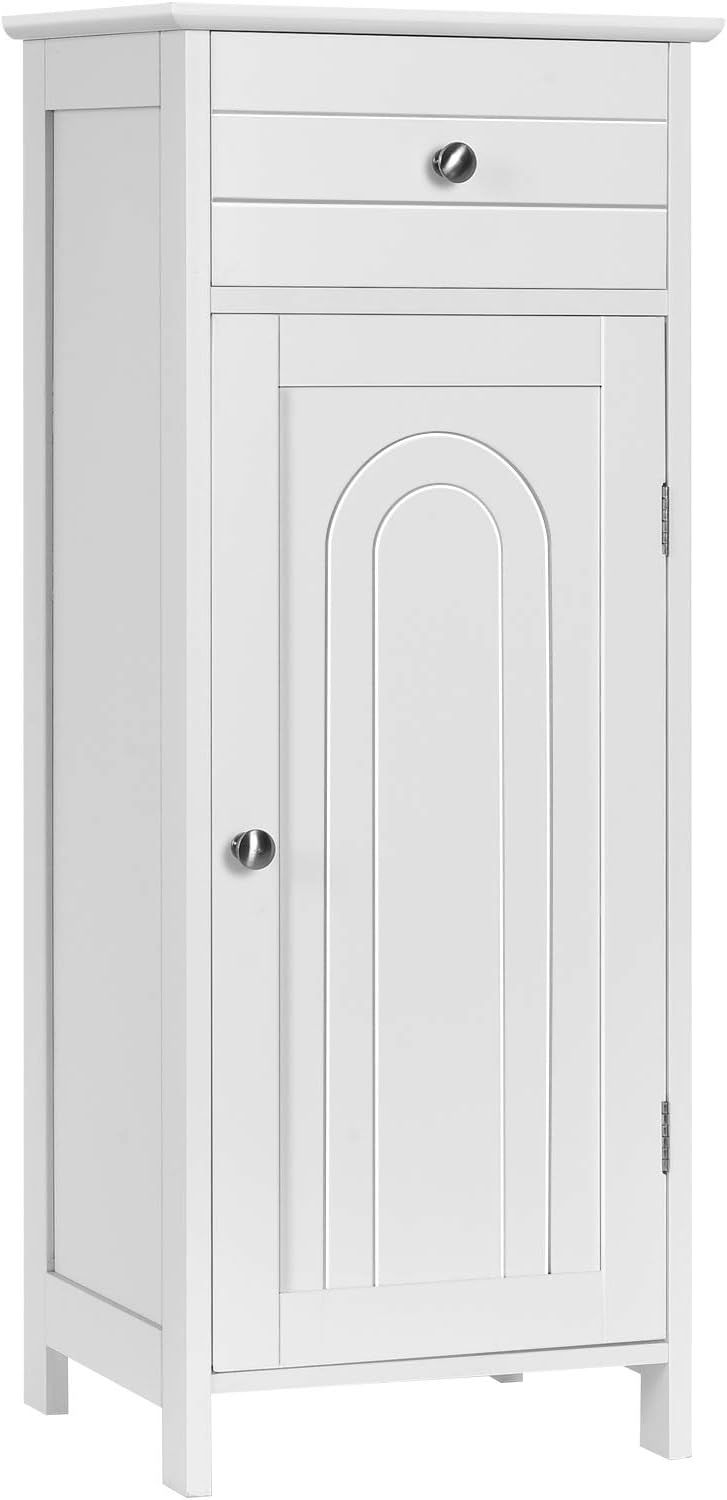 Black Wooden Bathroom Floor Cabinet with Drawer and 2 Adjustable Shelves J6056