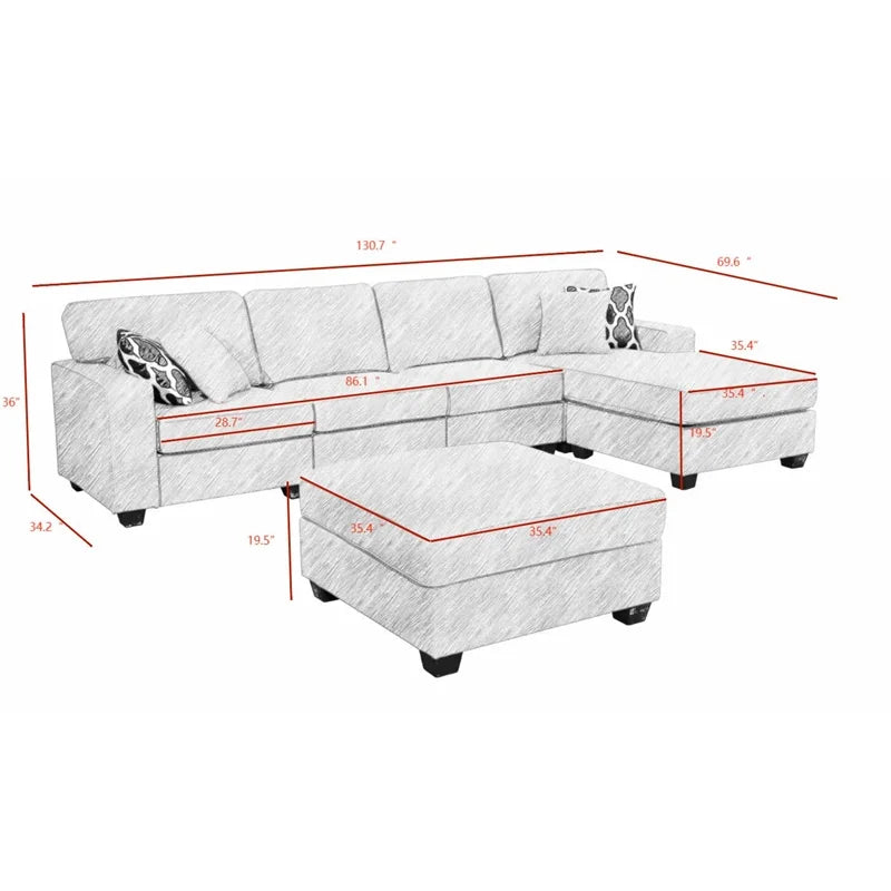 Fabric Reversible Sectional Sofa V66957