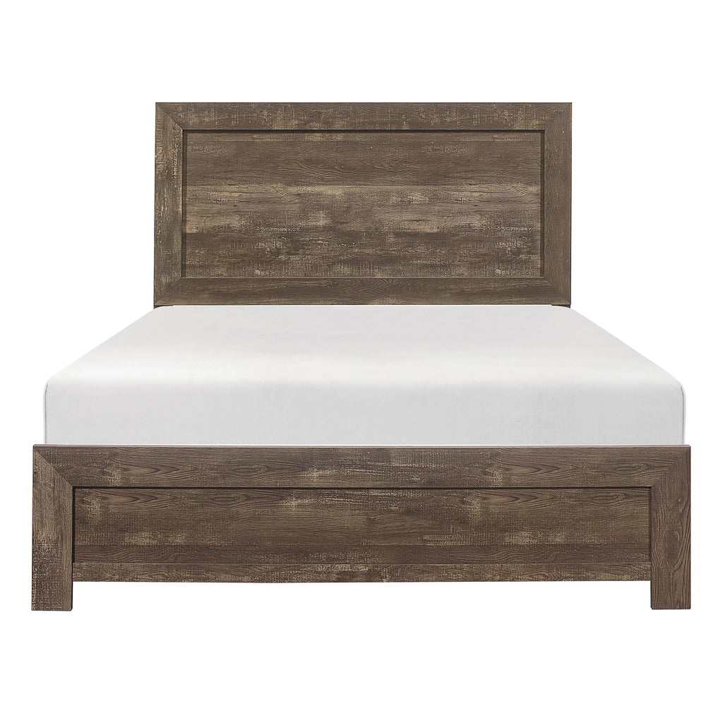 King Size Sleigh Bed Dresser Mirror Night Stand Rustic Brown Y945