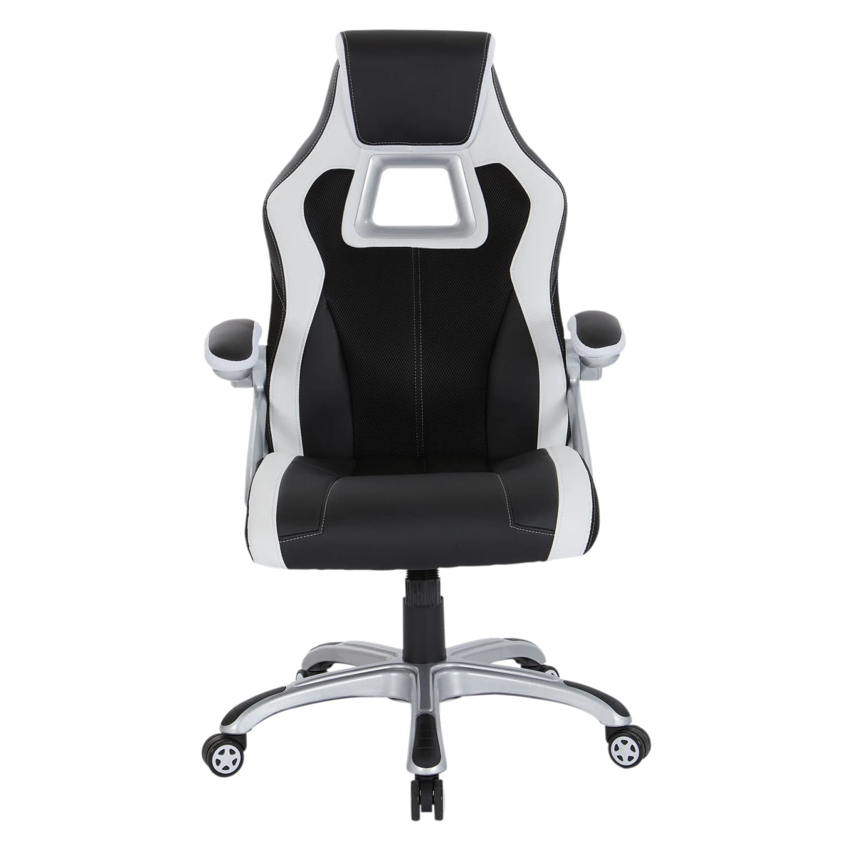 Black Chair with White Trim and Silver Base V4350